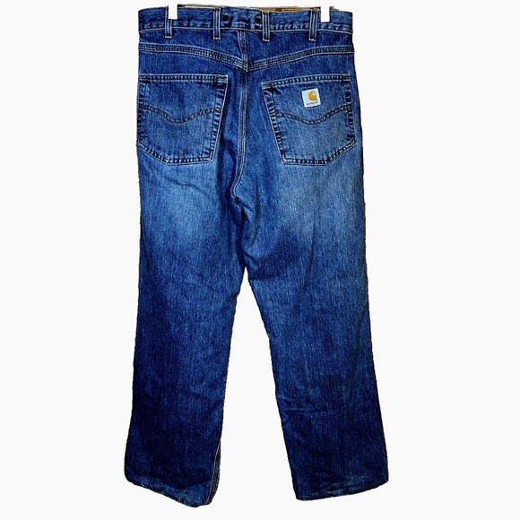 Carhartt Men’s Loose Fit Jeans 32x33 Blue Denim Workwear USA Cotton Vintage - Picture 2 of 7